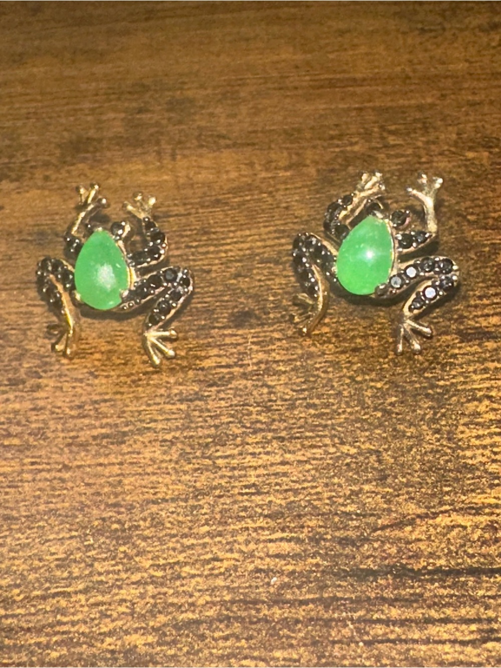 Guisseppi Perez italian Garden Frog Earrings Jade